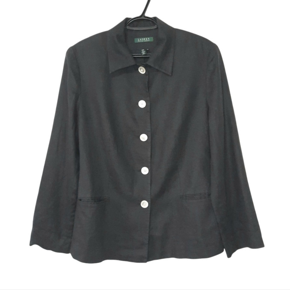 Lauren Ralph Lauren Black Button-Front Blazer